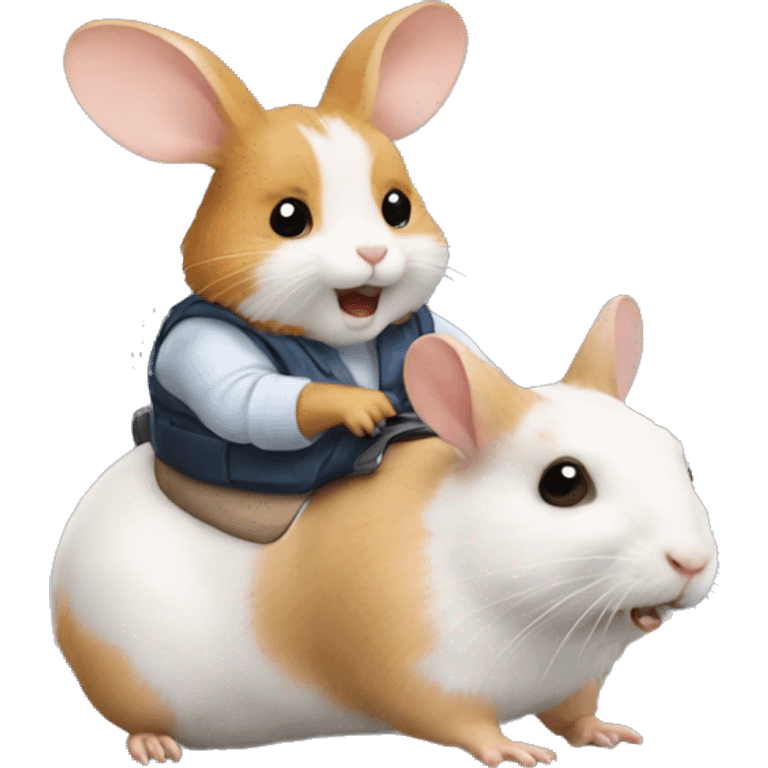 Hamster riding on a bunny emoji