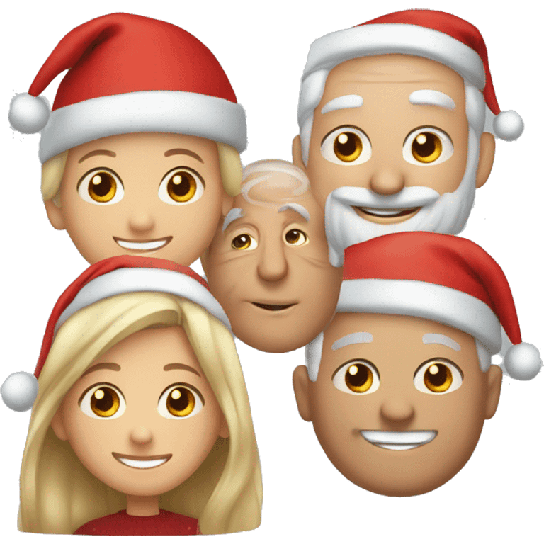 smiling girl with older men with Christmas hat emoji