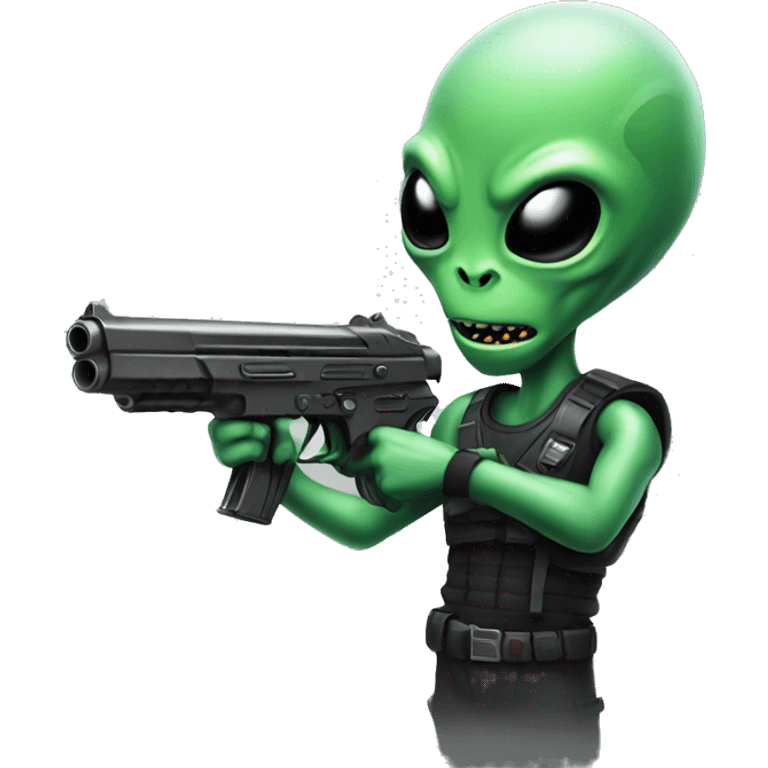  Alien with gun emoji