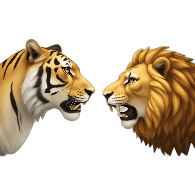 Un lion et un tigre entrain de s'an brasser emoji