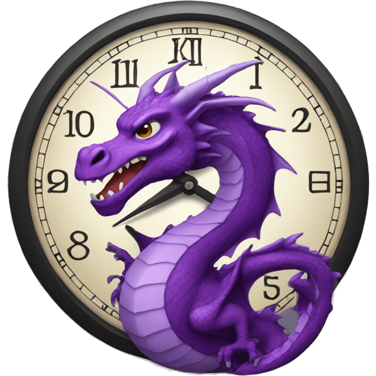 purple dragon  a clock emoji