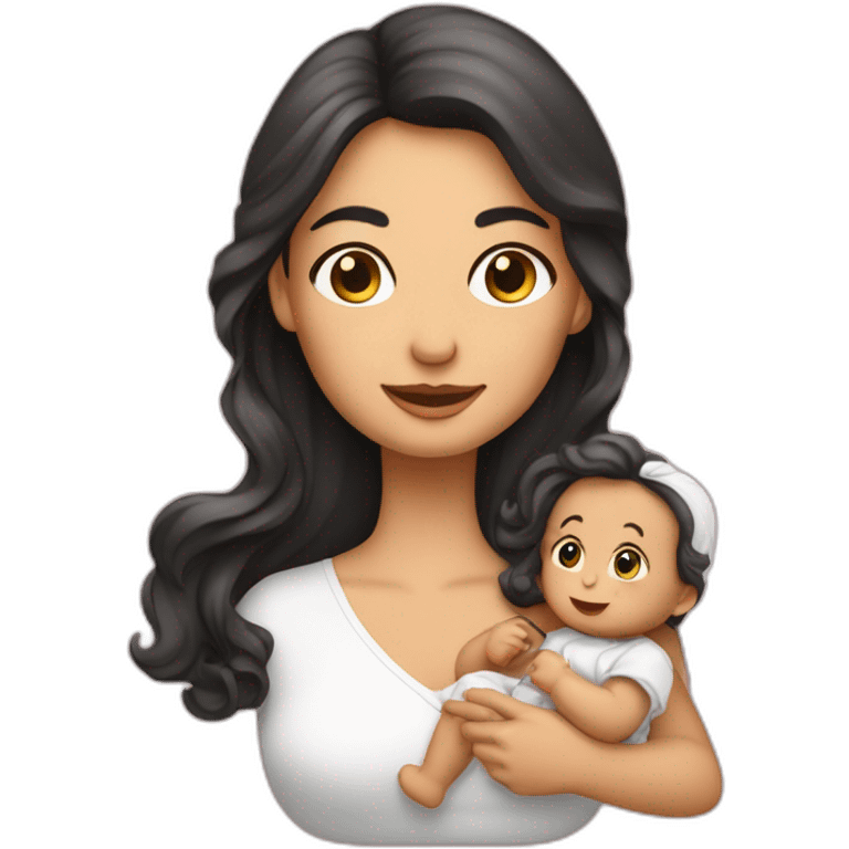 Femme italienne aux cheveux longs et son bébé emoji