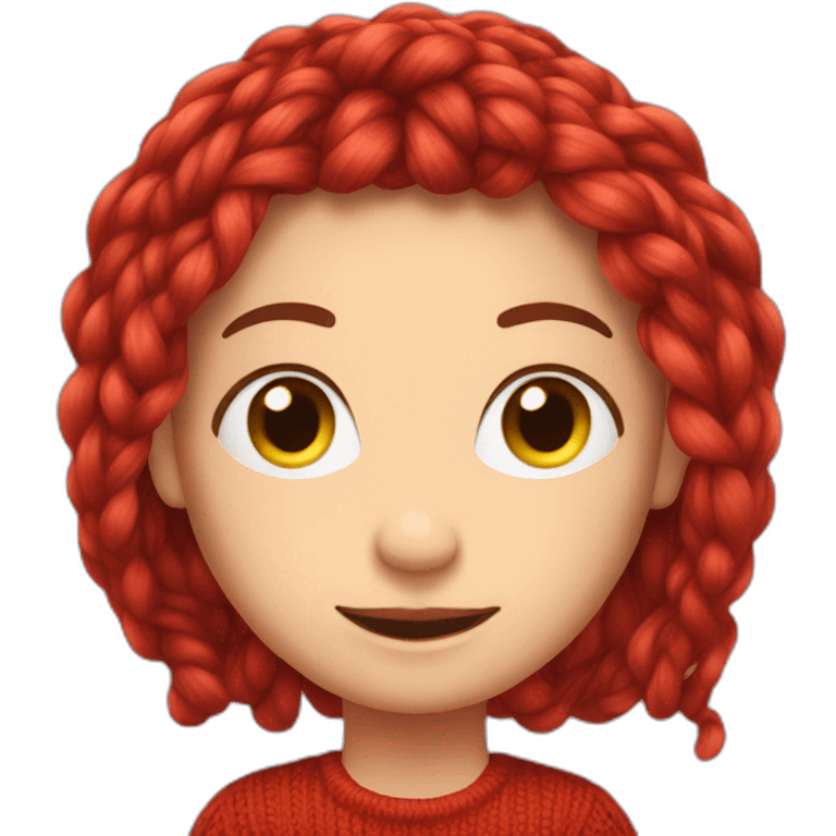 red, yarn-like hair emoji