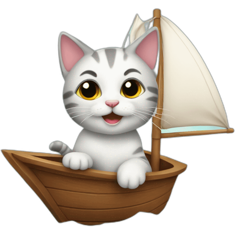 Very cute kitten sailing on a boat emoji