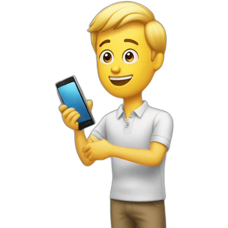 person watching cell phone happy emoji