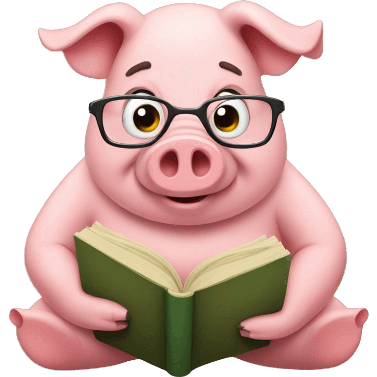 pig reading book emoji