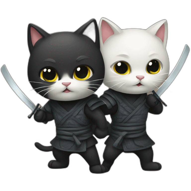 two cute cats ninjas emoji