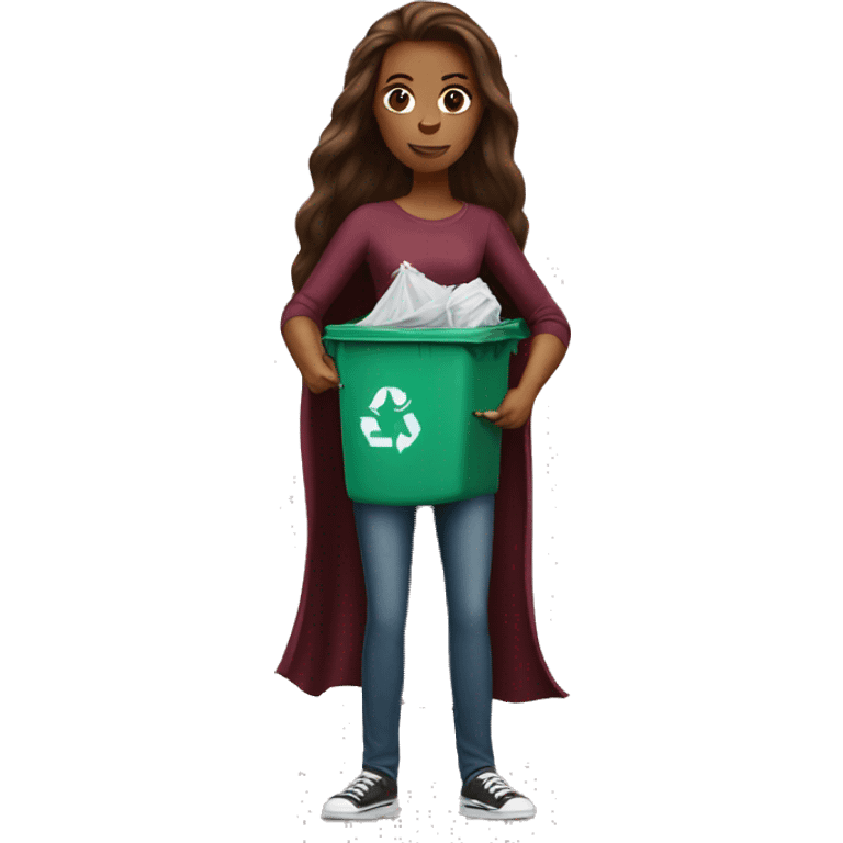 Beautiful burgundy long haired woman taking out the trash emoji