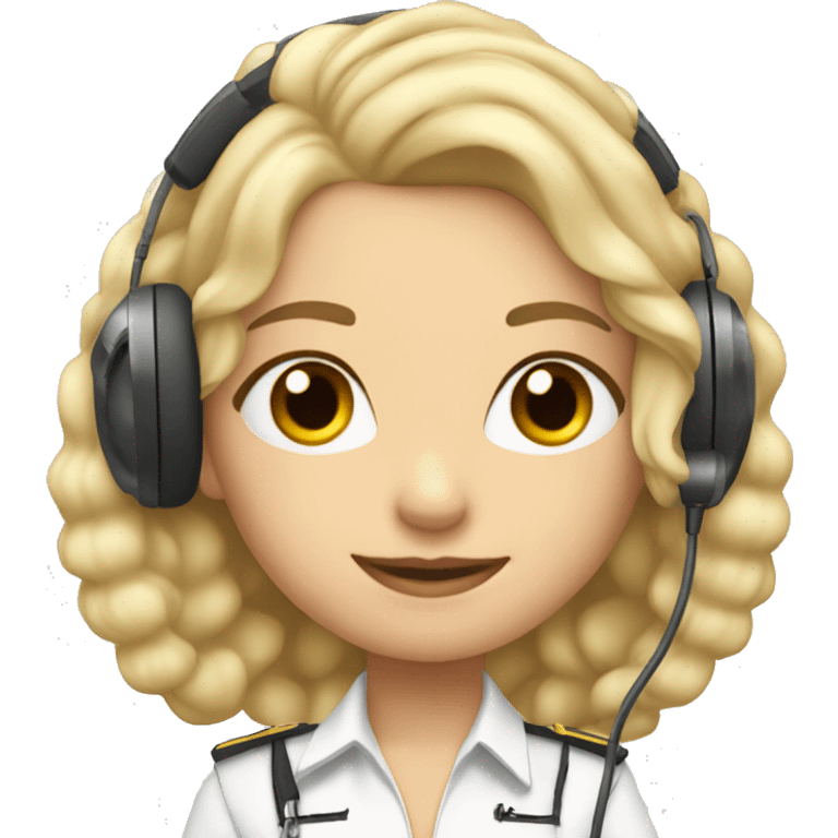 Blonde with lipfiller Pilot girl with long hair and headset with microphone emoji