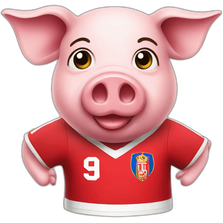 pig with red football cska sofia shirt emoji