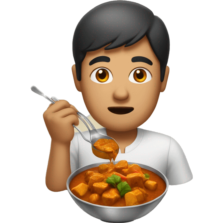 Asian man eating indian curry emoji