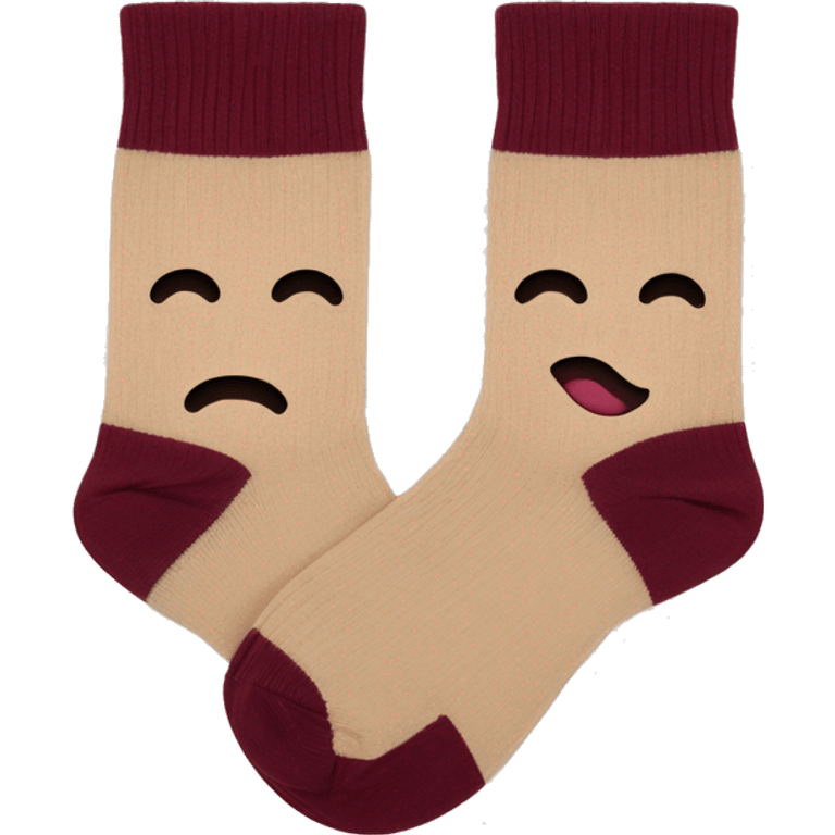 aesthetic biege socks with burgundy packing emoji