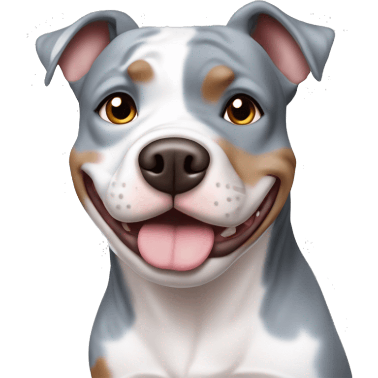 Blue merle pitbull with 1 blue and 1 brown eyes emoji