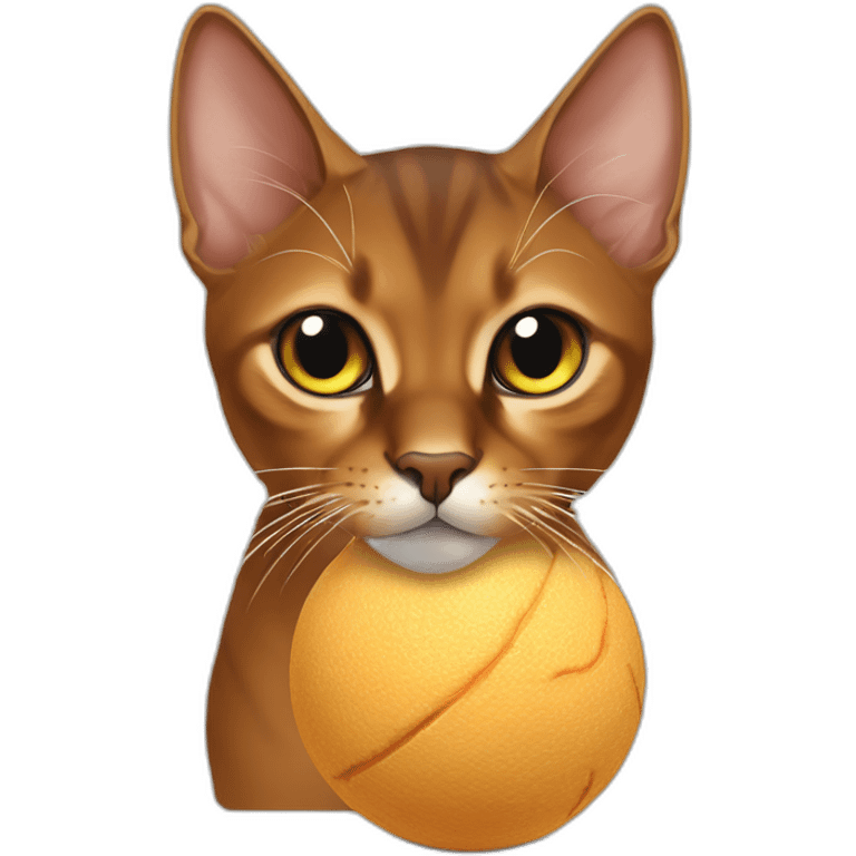 Abyssinian cat chews a fur ball emoji