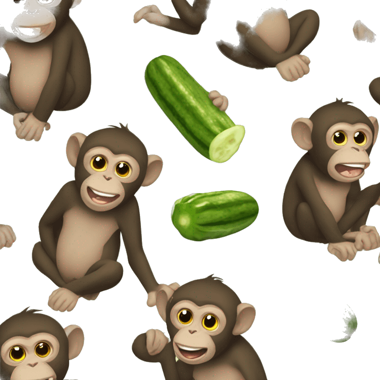 Monkeys eating pickles emoji