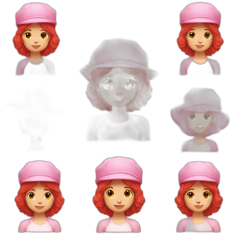 strawberry shortcake ginger girl short hair pink hat emoji