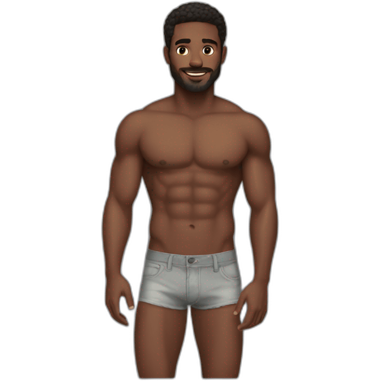 Black handsome shirtless man gay emoji