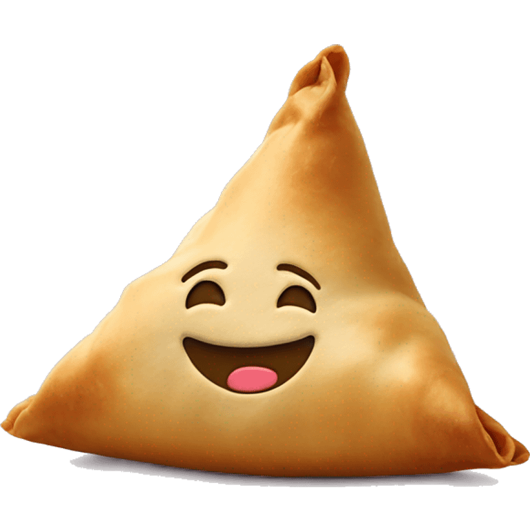 Samosa with smily face emoji