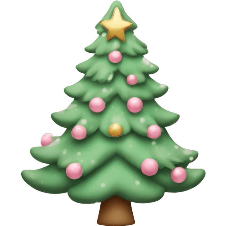 cute Christmas tree in a pinky snowy color with bows and retro theme  emoji