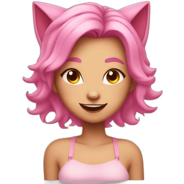 pink haired catgirl winking emoji