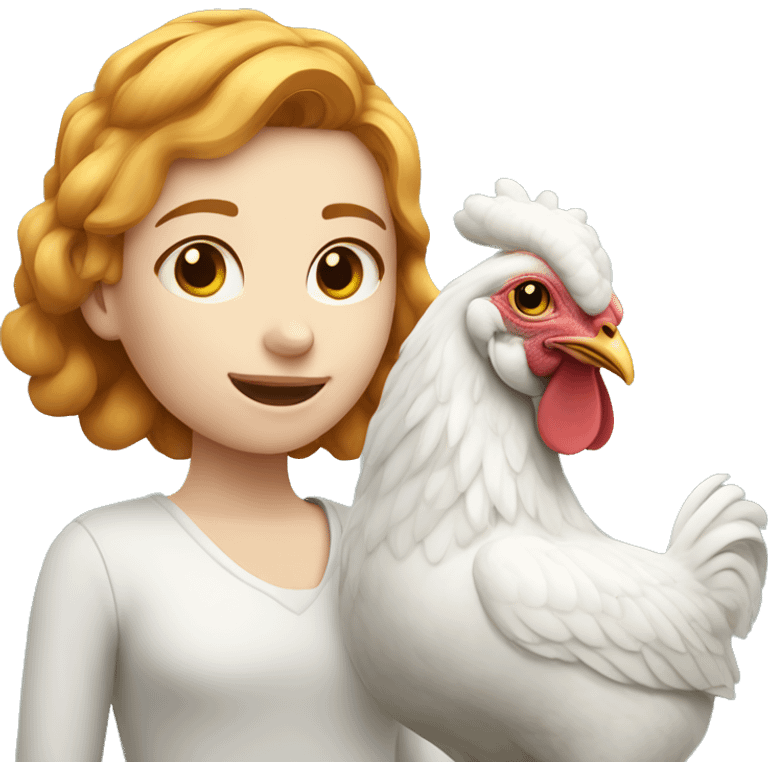 White Ginger girl with a brahma hen emoji