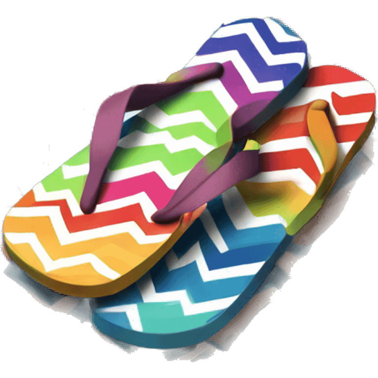 Realistic pair of chevron pattern summer flip flops isolated. emoji