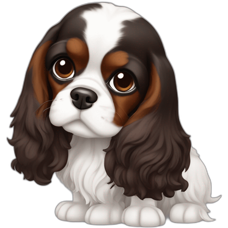 Cavalier king charles noir marron blanc emoji