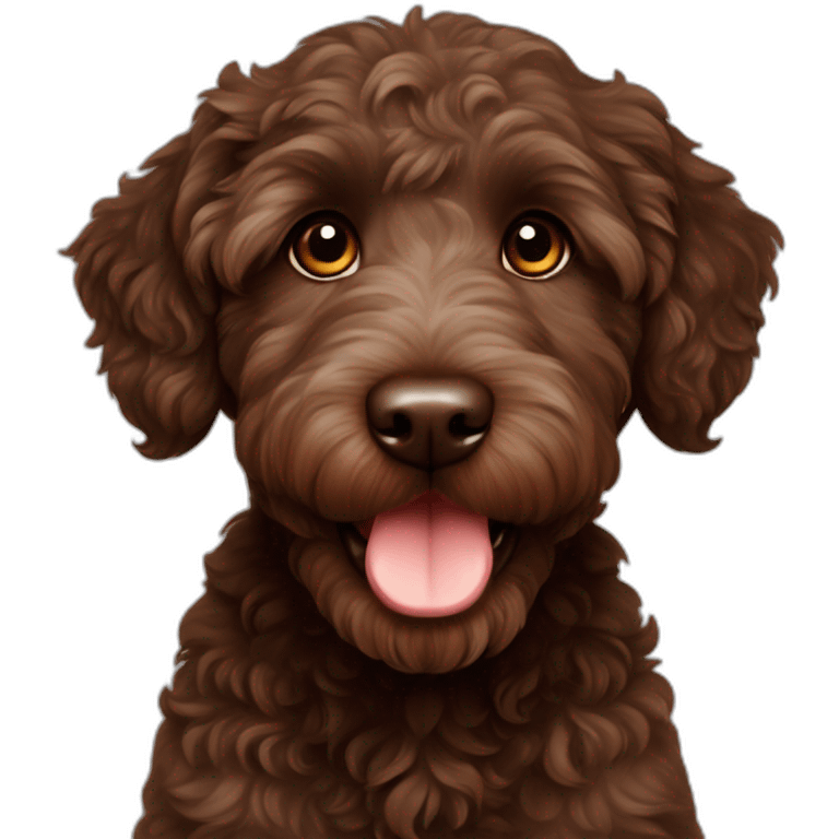 Dark brown Australian labradoodle puppy emoji