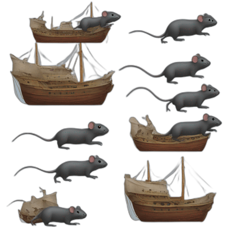 Rats fleeing from ship emoji