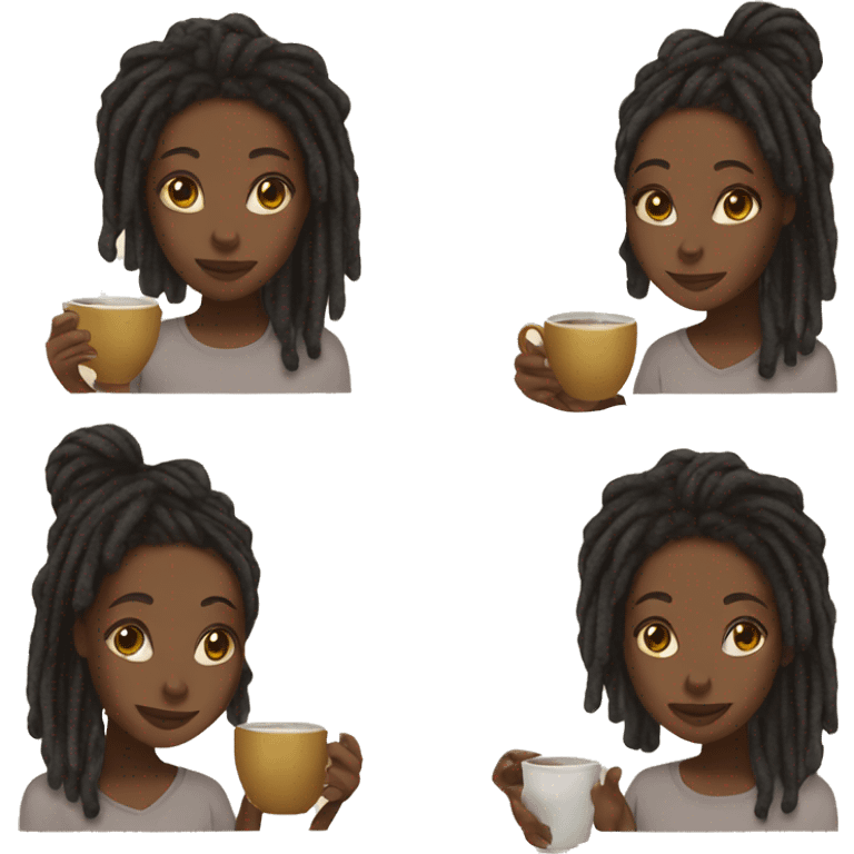 Black girl with locs holding tea  emoji