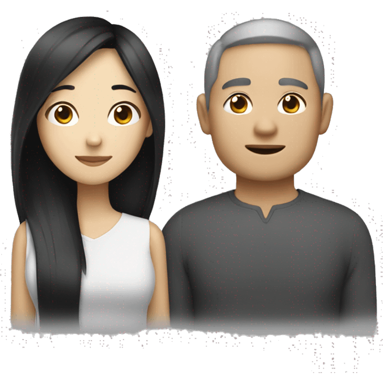 Asian girl with white man emoji