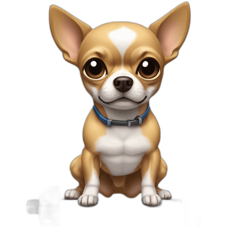 very muscolar chihuahua doing bench press emoji