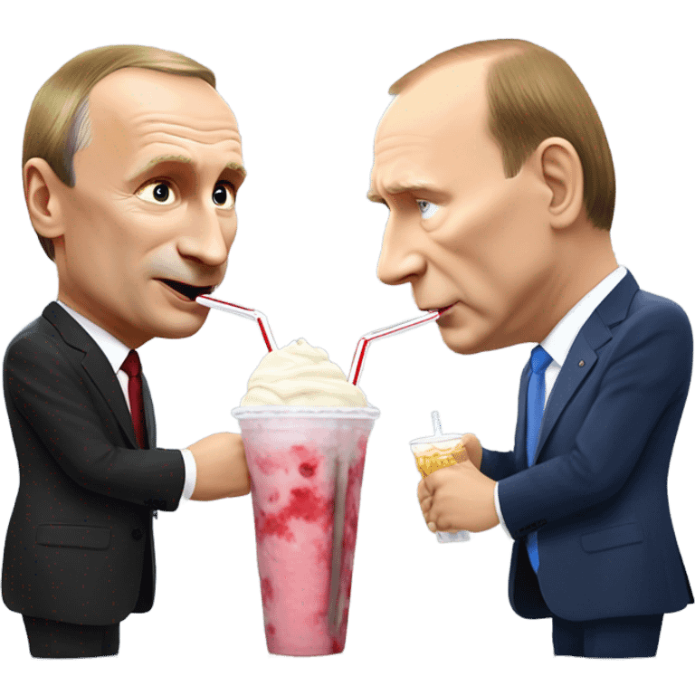 Vladimir Putin and Gerhard Schröder sharing a milkshake sharing straws emoji