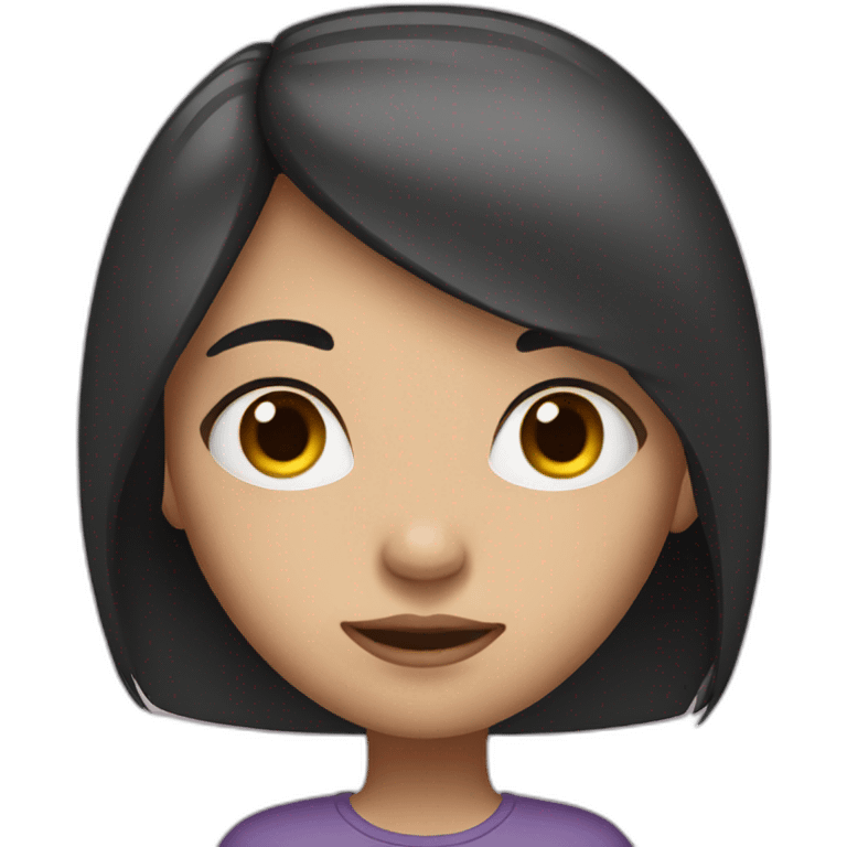 Girl with dark streight hair and different eyes color emoji