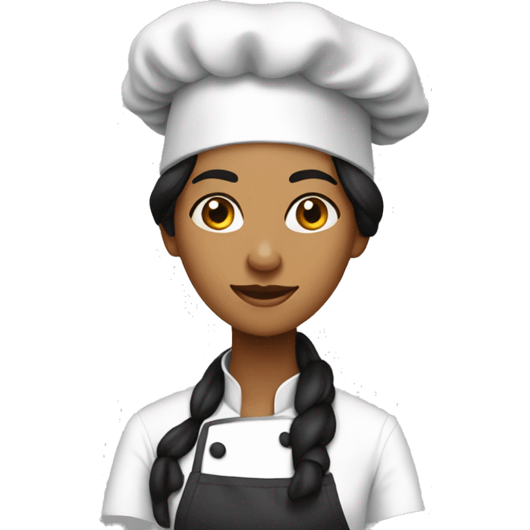 brown chef lady long black hair emoji