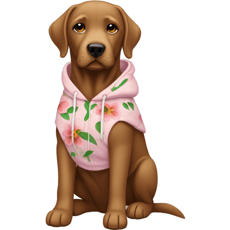 brown labrador wearing flower hoodie emoji