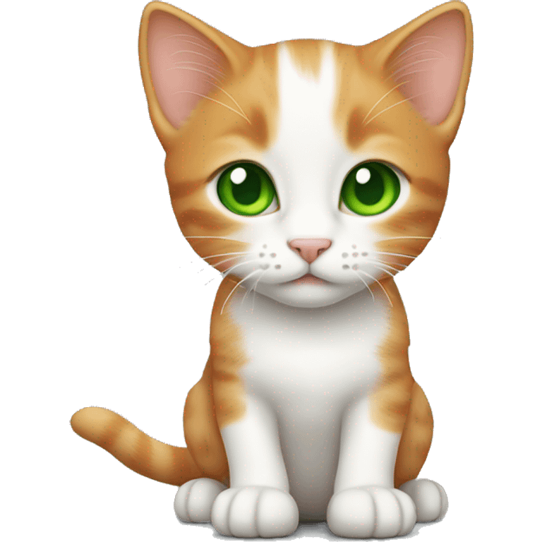 Ginger kitten with green eyes and white face emoji