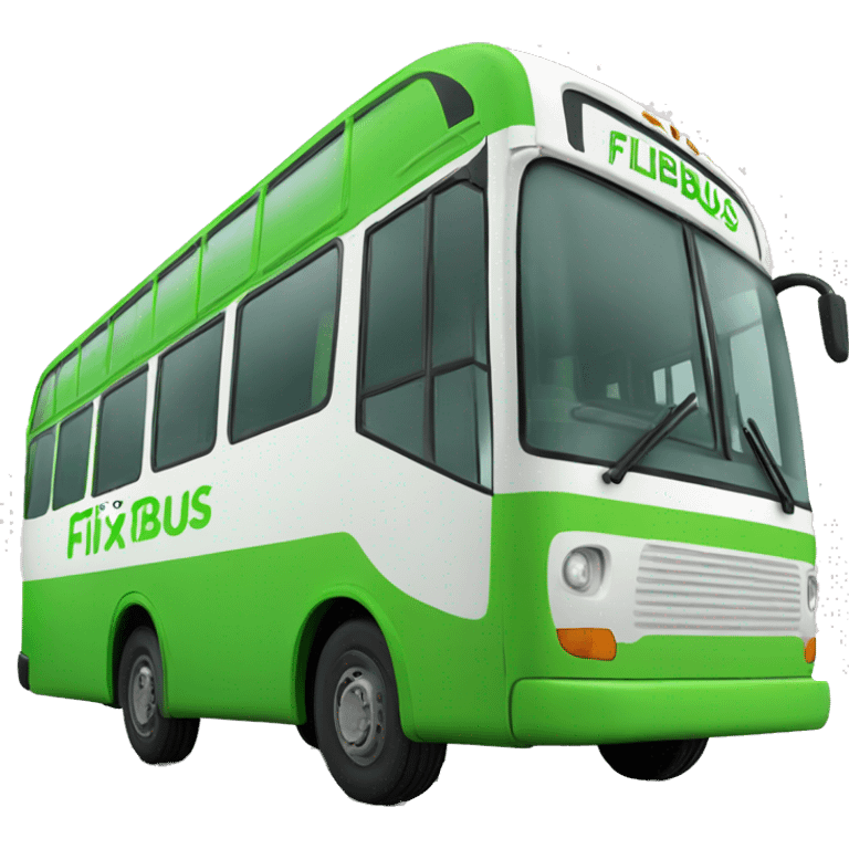 Green bus with FlixBus text on the side.  emoji