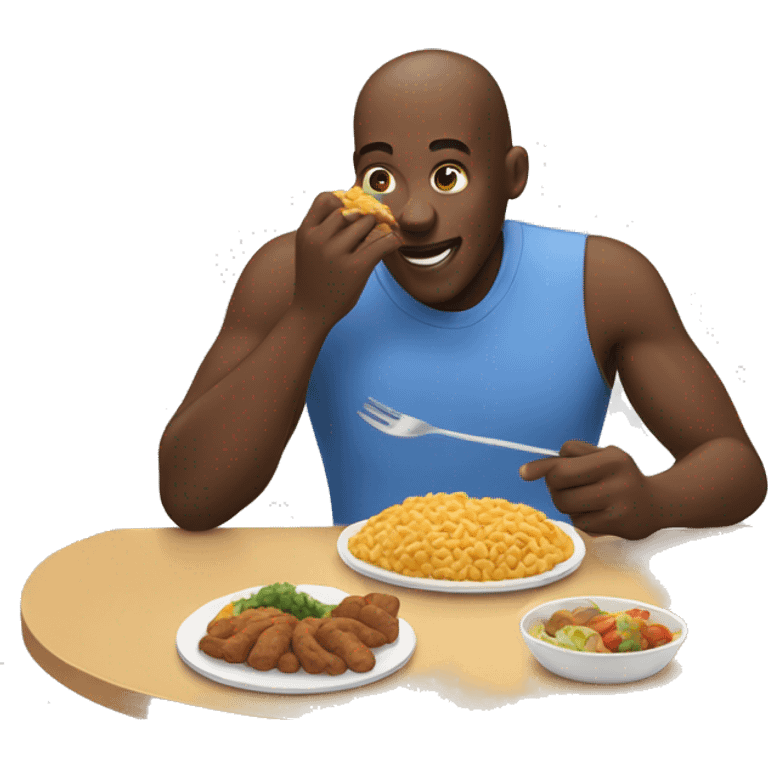 african american man eating food emoji