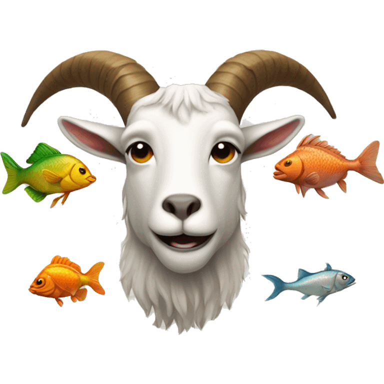 Goat, fishes and bull head emoji