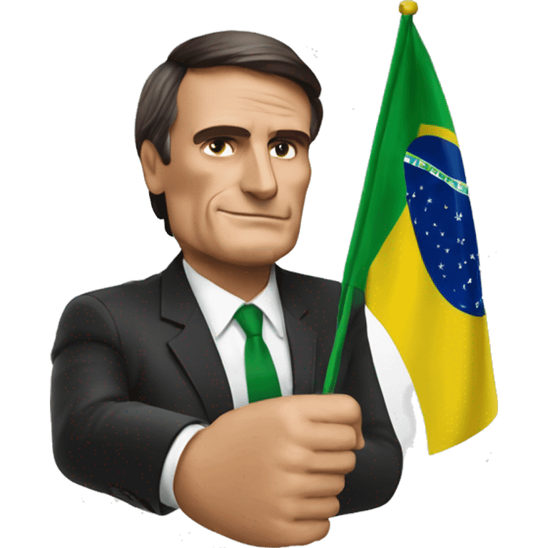 Bolsonaro with a brazil flag on the hand  emoji