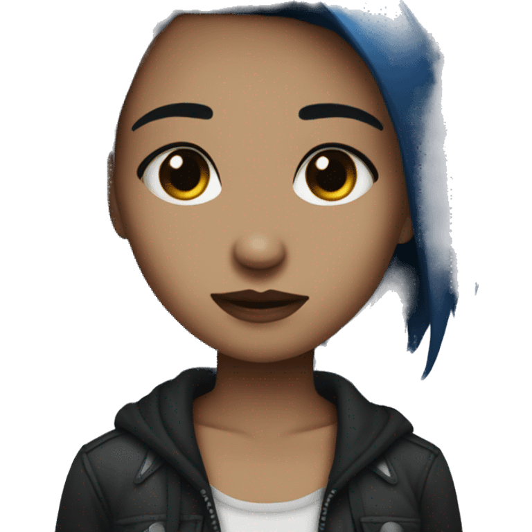 emo girl brown skin dark blue hair  emoji