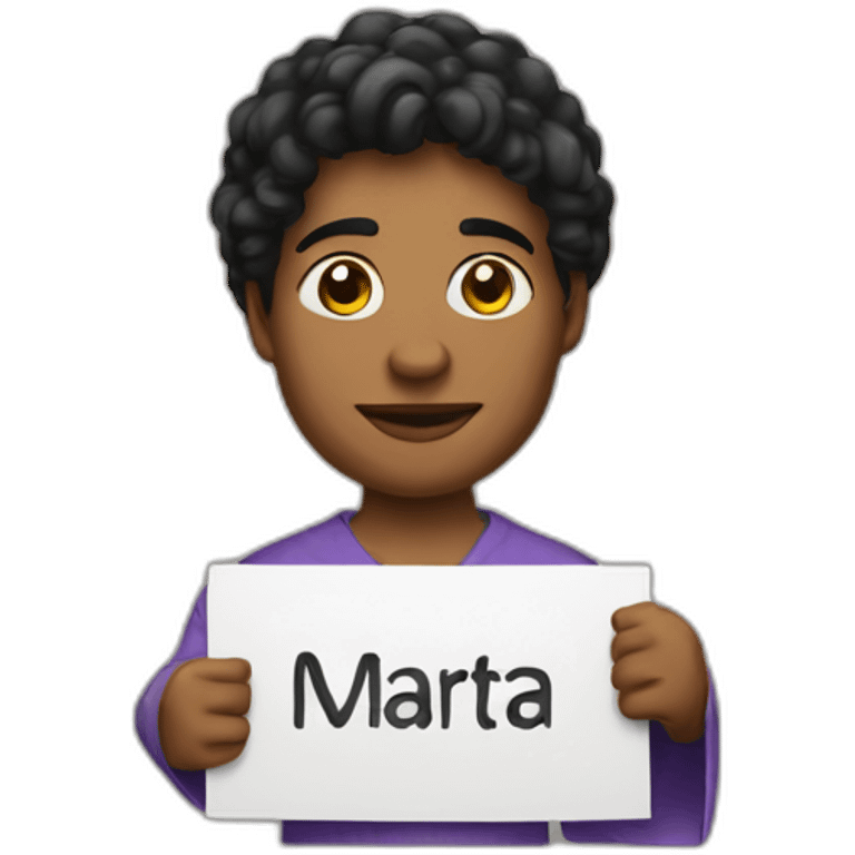 Prince holding a sign which reads "Marta" emoji