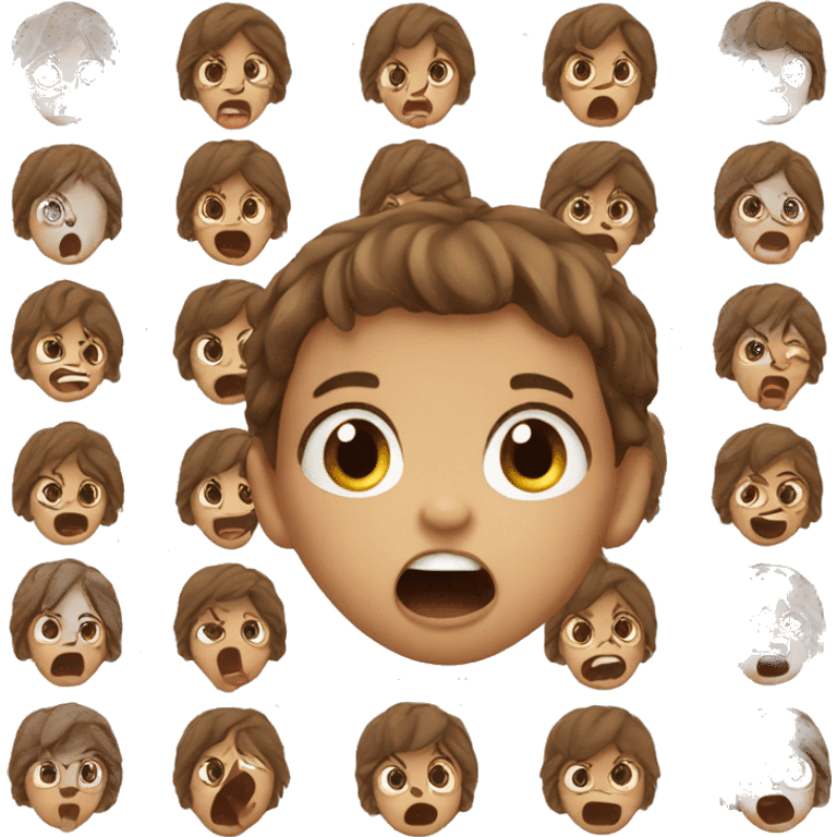 Screaming toddler brown hair emoji