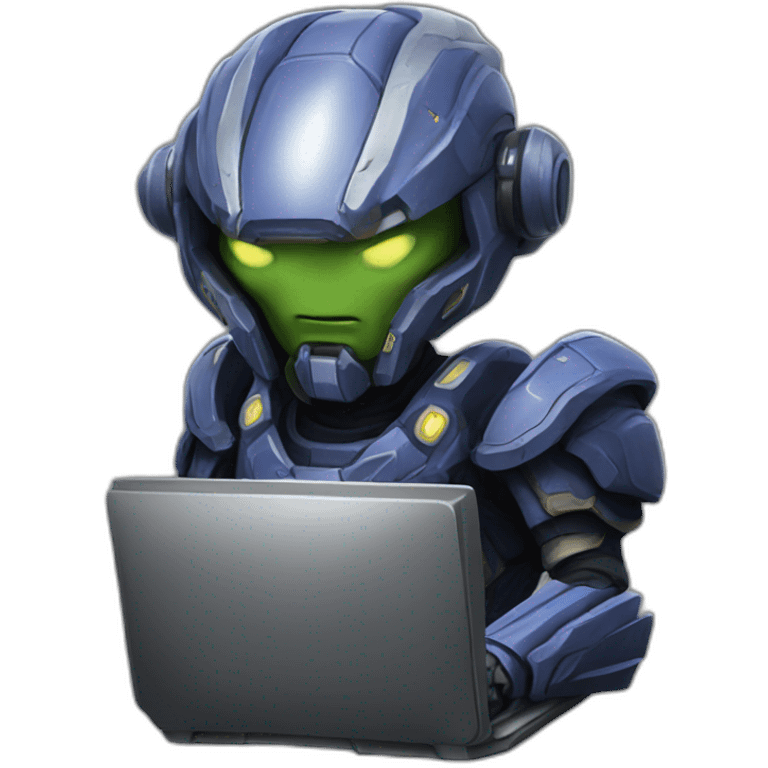 StarCraft zealot using a computer  emoji