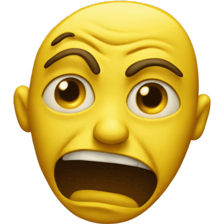 yellow face with a detailed uncanny,  warped, and distressed emotion emoji