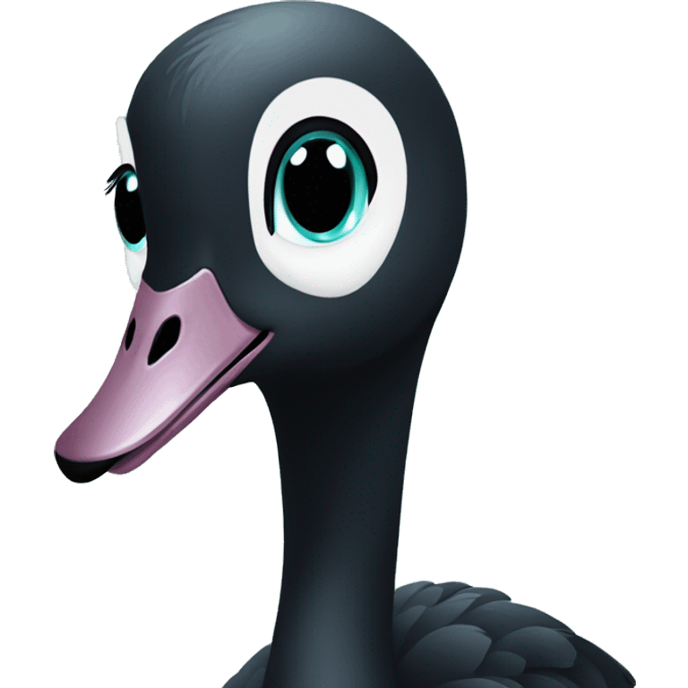 Black Swan with teal eyes  emoji