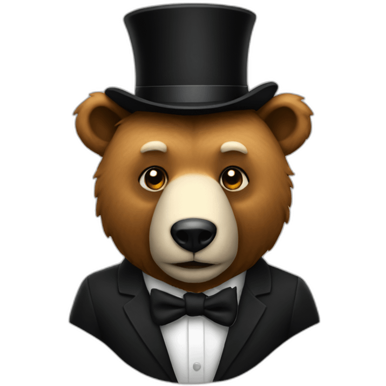 A bear with a black top hat emoji