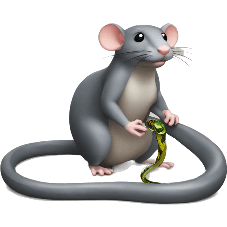 a rat looks at a snake emoji