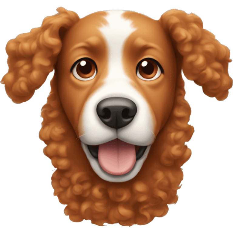 Light red dog with curly hair on ears and a white snout emoji